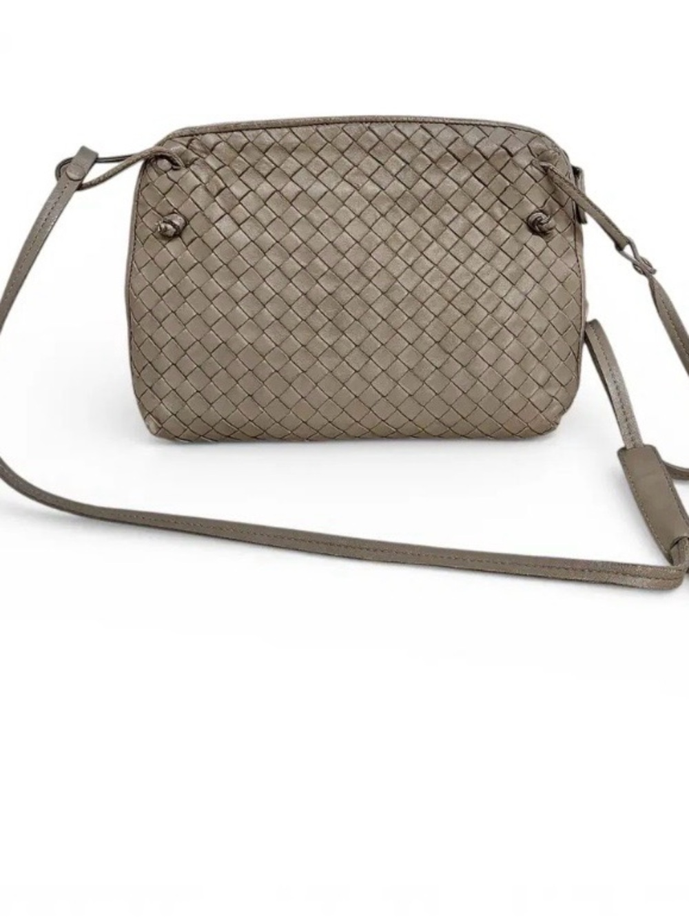 Bottega Veneta Woven Leather Crossbody Bag in Taupe